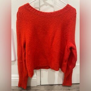 Maeve Anthropologie Red Orange Crew Neck Cotton Sweater